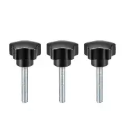 3 Pcs Star Knobs Grips M8 x 50mm Male Thread Steel Zinc Stud Replacement PP
