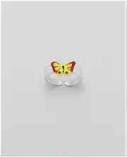 TJS 925 Sterling Silver Enamel Butterfly Design Toe Ring Adjustable Jewellery