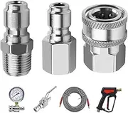 NPT 3/8Inch Male & Female Quick-Connector - Kit Pressure Washer Set, 1PC NPT 3/8 Inch Pressure Washers Quick Connector Plug Male Nipple