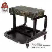 NEW Mossy Oak Rolling Mechanic Stool w/ Tool Tray 350 lb Capacity Creeper Padded
