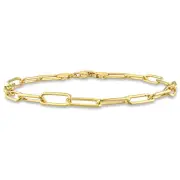 Amour Yellow Plated Sterling Silver 5mm Polished Paperclip Chain Anklet - 9 in.