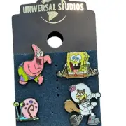 NWT Universal Studios Lanyard 4 Pins Sponge Bob Squarepants Patrick Sandy & Gary