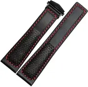 [BHUTMPJK] HPEPGCUCNT Watch Strap 22mm Wristband Fit For Tag Heuer Carrera diving Fit For Monaco F1 Fit For Fiyta Fit For Tissot Watch band Red stitches Leather bracelet