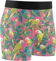 [FRODOTGV] Green Birds Pink Men Boxer Brief Shorts Breathable Underwear for Men Compression Interiores Para Hombres