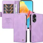 [Umlovecase] for Oppo A78 4G Case,for Oppo A78 4G Wallet Case(Not fit for A78 5G),Pu Leather Folding Flip Cover Magnetic Card Slot Stand Protective Cover-Purple