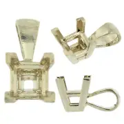 14K White Gold V-End Princess Pendant Setting Mounting 0.40ct - 3.00ct US SELLER