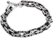 [BOSUGE] Personalized Bracelet， 925 Sterling Silver Chunky Link Chain Retro Bracelet Engraved with Sutra Words