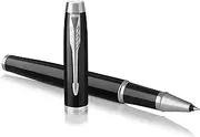 [PARKER] IM Rollerball Pen, Black Lacquer Chrome Trim with Fine Point Black Ink Refill, Gift Box (1931658)