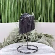 Black Tourmaline Schorl Hay Stack Raw Specimen with Stand Crystal 357g
