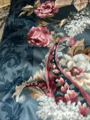 4 drapes Paris Style Dark Teal & Mauve Cabbage Roses Strié New Orleans USA