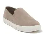NIB TORY BURCH Jesse Slip-On Suede Sneaker Flat (Size 7.5) French Gray/Gold Logo