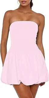 [KIGRAD] Women’s Sexy Strapless Mini Dress Club Tube Corset Party Dress Y2k Bubble Skirt Summer Casual Bandeau Dresses
