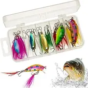 Fishing Bait Kit,Spinnerbaits with Detachable Feather - 20X Fishing Accessories for Freshwater Saltwater, Tackle Kit for Perch Trout Carp
