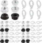Keadic 60Pcs 3 Size Bicycle Wheel Axle Nut and Safety Washer Kit, Hub Flanged Axle Nut Hardware Parts and Wheel Retaining Hooks Repair Set for Mountain Road Folding Bike Front and Rear Wheel
