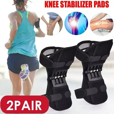 Leg Power Knee Stabilizer Pads Patella Booster Spring Knee Brace Support 2 Pair
