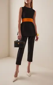 [Carolina Herrera] Cummerbund Stretch-Wool Top