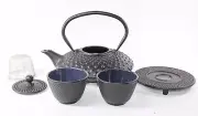24 fl oz Black Dot Japanese Cast Iron Teapot Tetsubin Infuser Trivet Tea Set