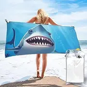 LHBWCVN Smiling Shark Beach Towel Sand Free Fast Drying Microfiber Travel Towel for Women Men Super Absorbent Camping Towels Soft Compact Gym Towel for Swimming Hiking 31.5"x63"