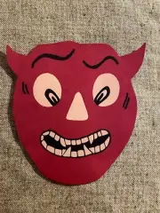U Pick Vintage Inspired Devil with Pointy Horns Halloween Cardstock Decoration