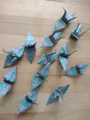 12 X Pre Made origami paper Cranes For Weddings
