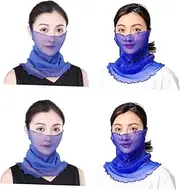 [LIFKOME] Thin Sunscreen Veil Women Neck Scarf Neck Face Cover Scarf Sun Protection Face Veil Scarf Head Wraps Cooling Veil Neck Scarf Gaiter Blue
