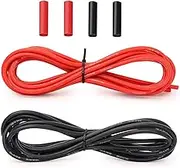 12 AWG Battery Cable 10 Feet Red + 10 Feet Black Welding Battery Tinned Copper Flexible Cable + 4PCS Black and Red Heat Shrink Tubing for DIY,Model Planes,Model Ships,Batteries,Household Appliances