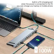 11-in-1 Type C Dock Hub USB C Laptop Docking Station Adapter For MacBook DELL HP