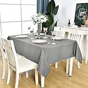 Grey Rectangle Tablecloth Waterproof Stain Resistant Wrinkle Free Table Cloth 210GSM Polyester Wipeable Table Cover for Party, Banquet, Indoor and Outdoor use - Rectangular/Oblong 60 x 102 inch