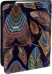 [EdWal] Peacock Feather Print Passport Cover with Credit Card Holder Leather Passport Case, for Women Men Family ID Travel, Black, One Size