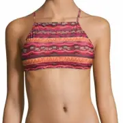 NWT SOFIA by Vix Masai Halter Swim Top D Cup Red/Orange Print w/ Pads Cost $79