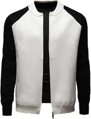 [Generic] Men's Round Neck Color Blocked Knitted Cardigan Solid Color Casual Loose Oversized Knitted Cardigan