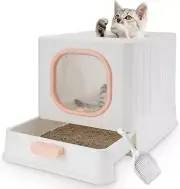 Cat Litter Box,Foldable Cat Litter Box with Lid, Anti-Splshing Cat Kitty Litter