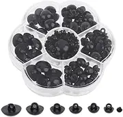 184 Pcs Assorted Size Sew on Eyes Plastic Black Sewing Eye with a Box Round Head Safety Shank Eye Decorative Half Ball Buttons for Plush Animal Crafts DIY