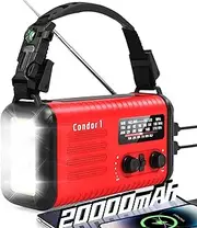 Emergency Crank Radio, 20000mAh / 74000mWh Weather Radio, Solar Hand Crank Radio with NOAA/AM/FM, Reading Lamp, Battery Powered Radio with Cell Phone Charger, Flashlight & SOS for Emergencies/Home