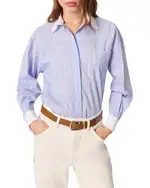 Maje Beaded Collar Striped Shirt