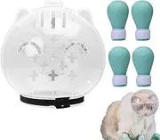 Cat Bubble Muzzle - Cat Head Ball for Grooming with Boots | Breathable Pet Headgear for Shaving Bathing Washing Trimming Veterinary Visits
