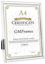 GraduationMall Diploma Picture Frame Certificate Frame A4 Glass Document Frame Certificate Frame Wall & Table Frame Silver