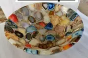 Mix Agate Stone Sink & Washbasin, Handmade Furniture, Luxury Agate Sink Home Dec