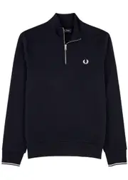 Fred Perry Logo-embroidered Cotton Half-zip Sweatshirt - Navy - M M