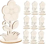 HAWILLOSCH Floral Wire Craft 10pcs Unfinished Wooden Flowers Decor Home DIY Cutouts