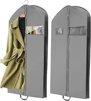 Vaguelly 2 Pcs Garment Bags for Clothing Storage Reusable Dust Suit Bags for Dresses Gowns Costumes with Transparent Window for Travel Home Organization