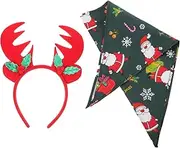 1 Set Pet Christmas Headgear Breeds Dog Accessory Red Headband Bandana Christmas Puppy Triangle Bibs Cat Christmas Bib Vest Dogs Christmas Dog Headband Head Band Cotton Polyester