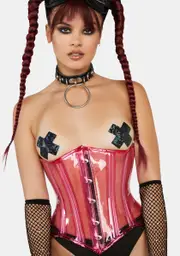 [Daisy Corsets] Lavish Pink Clear Curvy Underbust Waist Cincher Corset