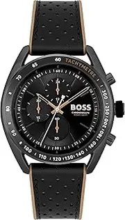[Hugo Boss] Center Court Brown Silicone Black Dial Chronograph Men's Watch