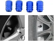 4X Blue Valve Caps Wheel Tyre Tire Stems Air Dust Cover Screw Car Truck Bike