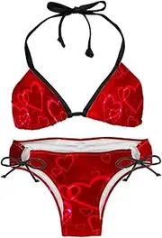 [suojapuku] Bikini Set for Women,Two Piece Swimsuit,Big Red Heart,Women's Bikini Sets