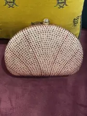 Alannah Hill Jewelled Pink Hard Shell Clutch New