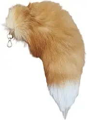 [AZIDWERYQ] Fox Tail 16.54 Inch Furry Tail Keychain Artificial Animal Tail with Clasp Realistic Fox Tail Keychain Decorative Therian Tail for Key Handbag Backpack Cosplay Fox Tail Keychain