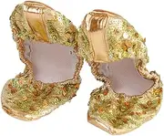 [BESTYASH] 1pair Anti- Sequin Latin Dancing Shoes XL Portable for Ballet Gymnastics and Yoga Golden Round Plate Design