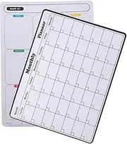 ROMISBABA 2 Sheet Magnetic Schedule Monthly and Weekly Planner Board Refrigerator Weekly Calendar Fridge Calendar Schedule Planner Reusable Fridge Magnets Soft Magnetic White